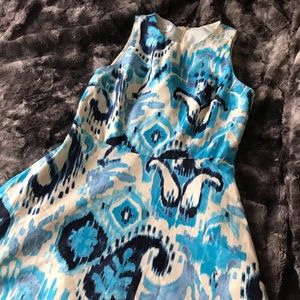 Navy Blue & White Summer Office Dress